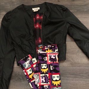 Faux leather cropped jacket